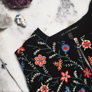 ZARA floral embroidered bomber jacket